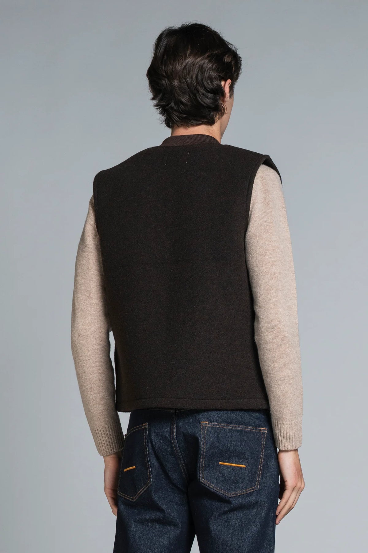 Gilet lana cotta/neoprene zip Terry moro