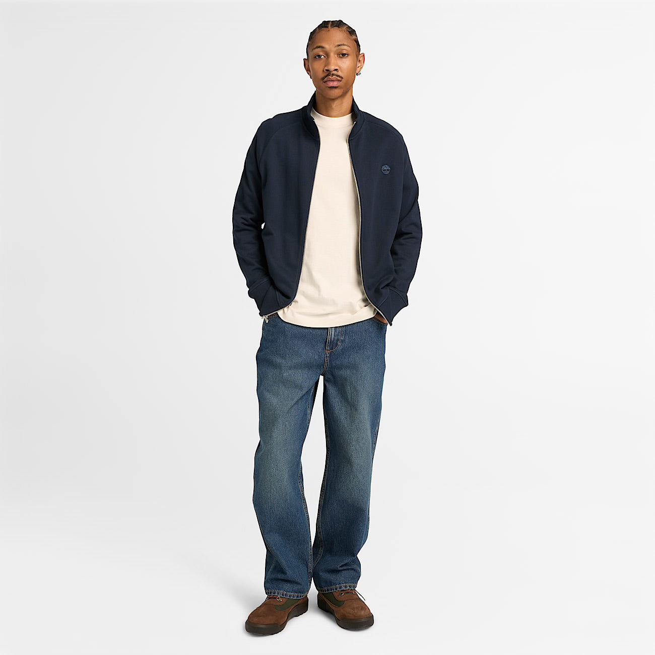 Felpa con Zip Intera Uomo in blu