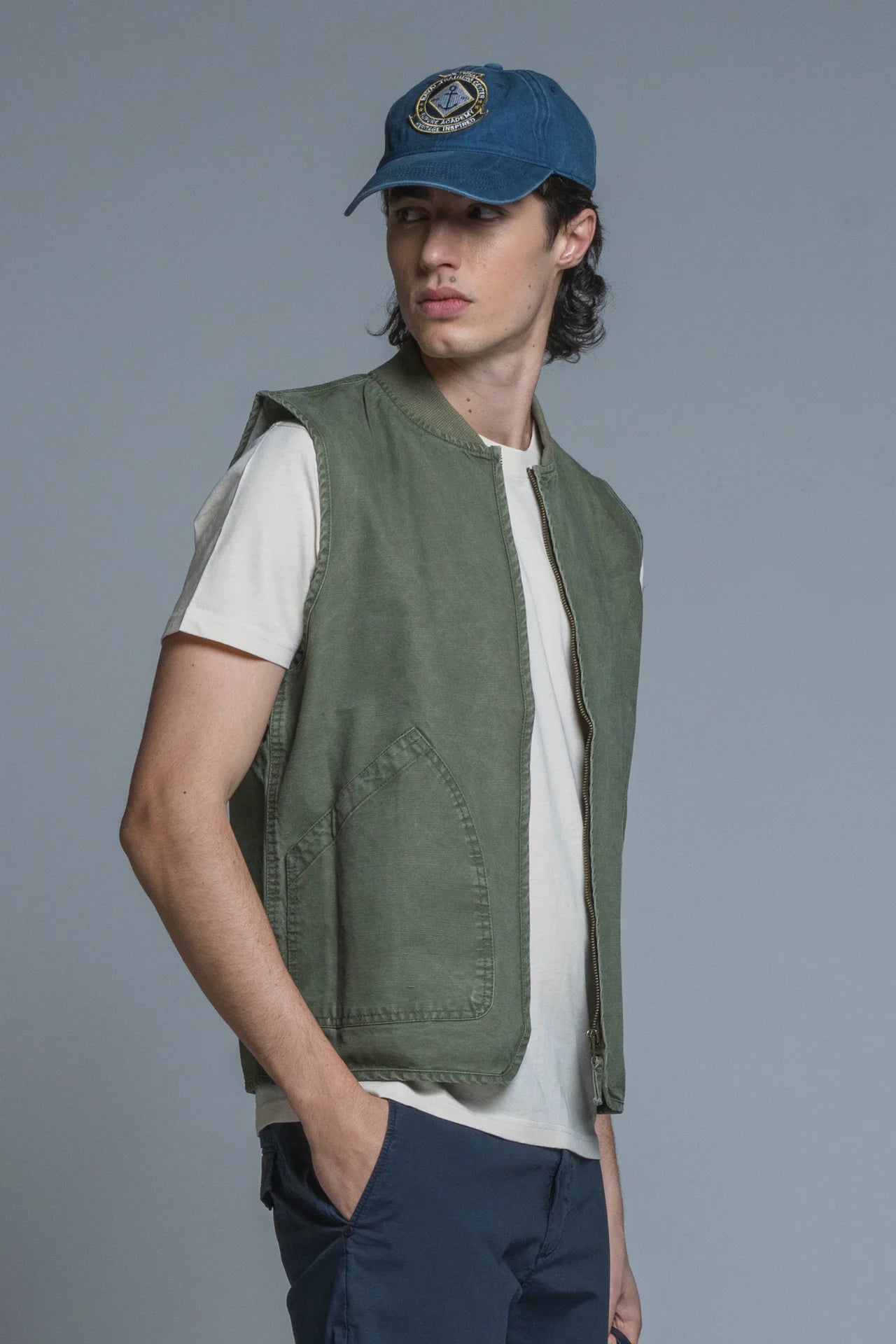 Gilet Terry in cotone military green