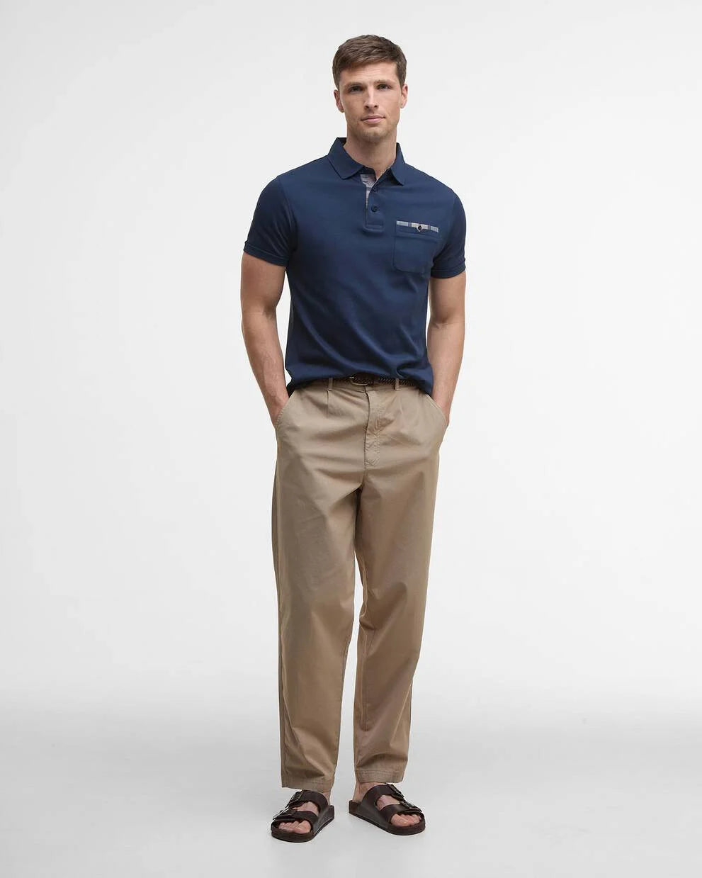 Polo Corpatch a maniche corte leggermente aderente blu