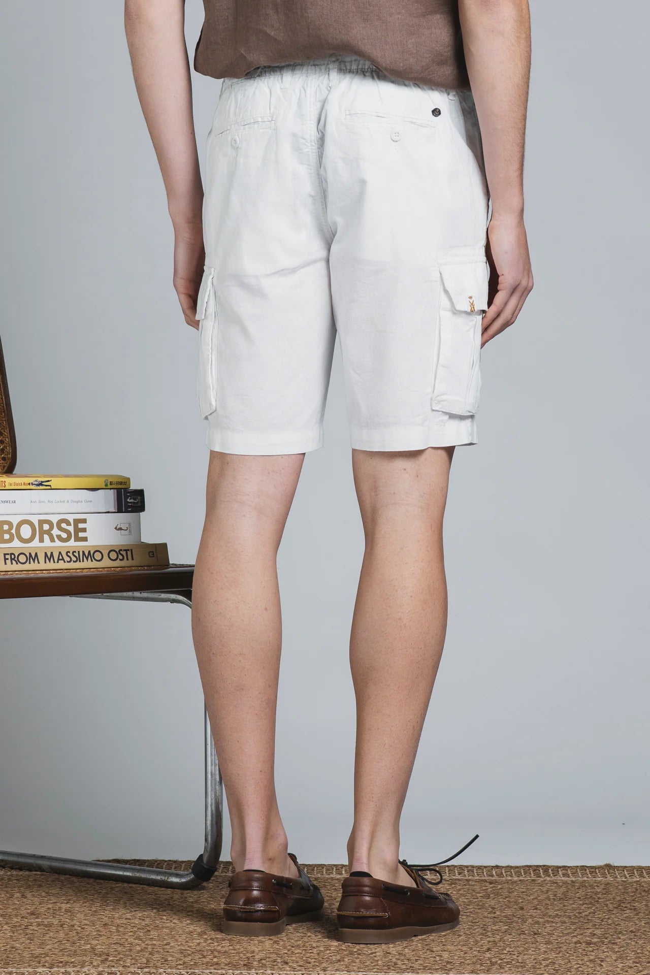 Bermuda cargo Cooper in lino/cotone bianco