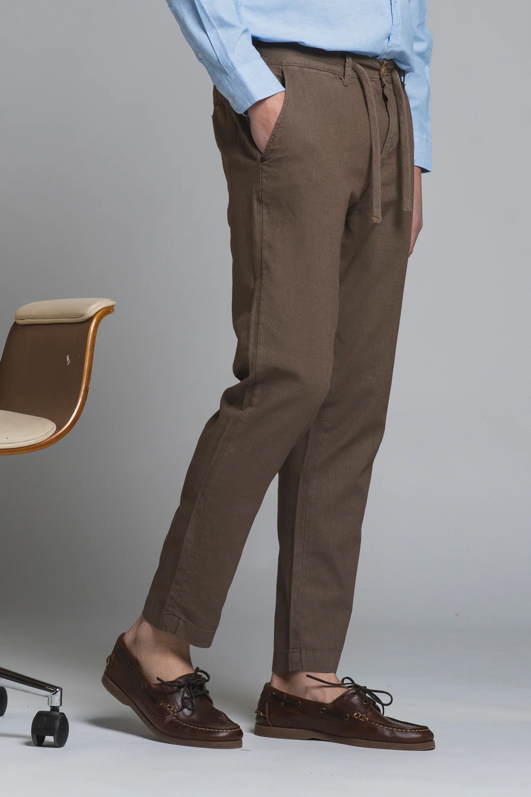 Pantalone in lino/cotone Miles marrone