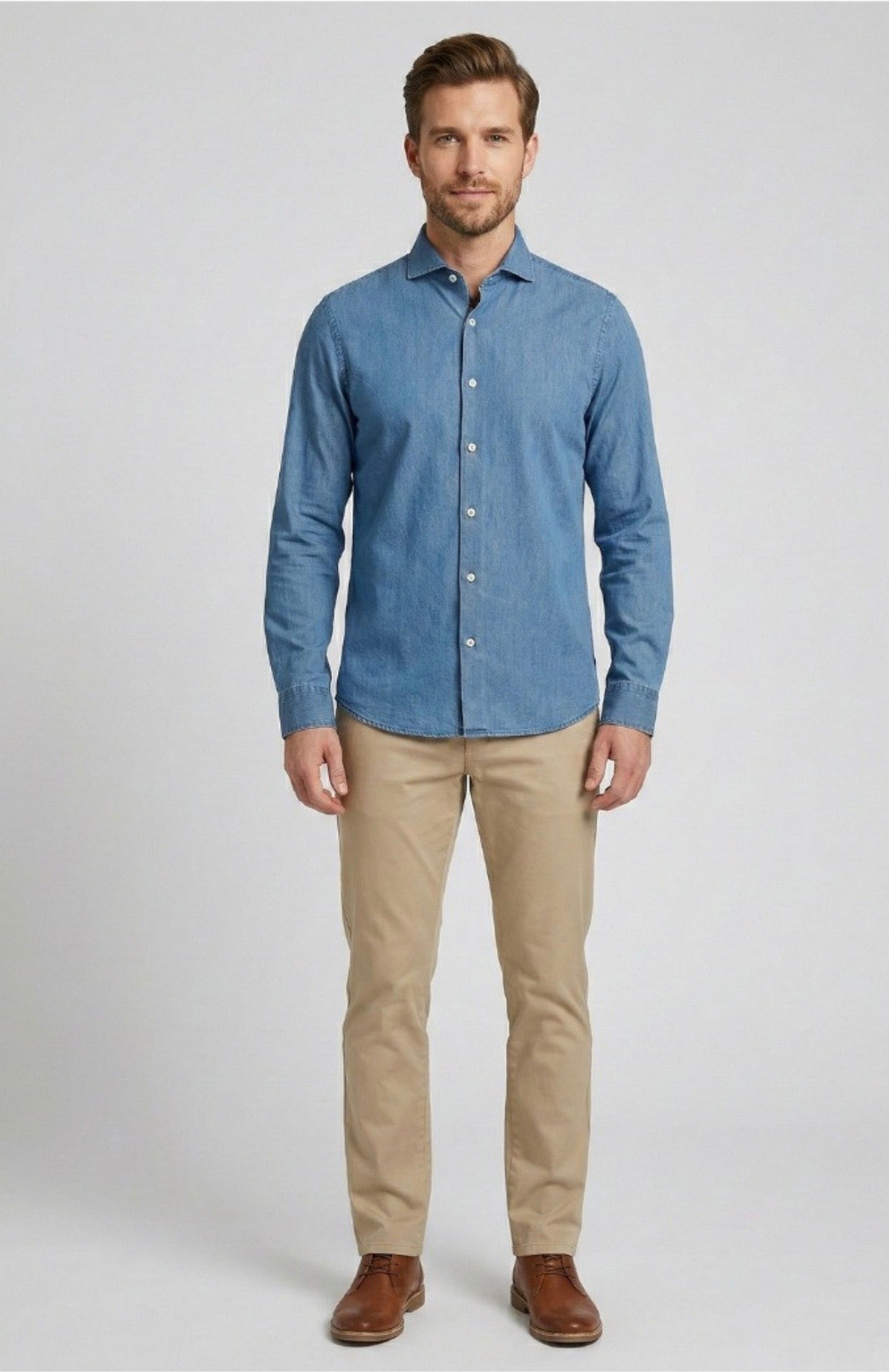 Camicia collo francese in denim