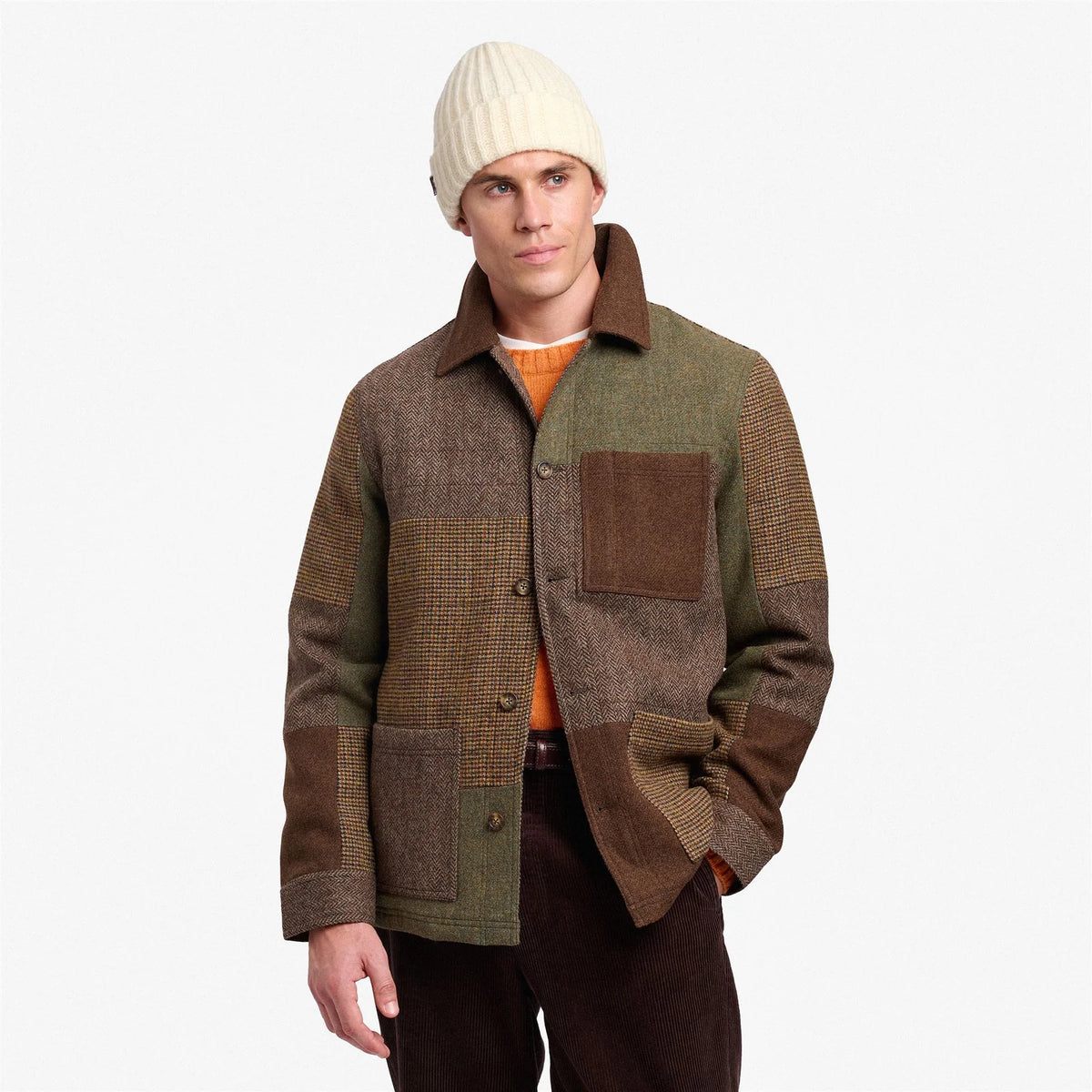 Giacca Dorr patchwork in tweed marrone