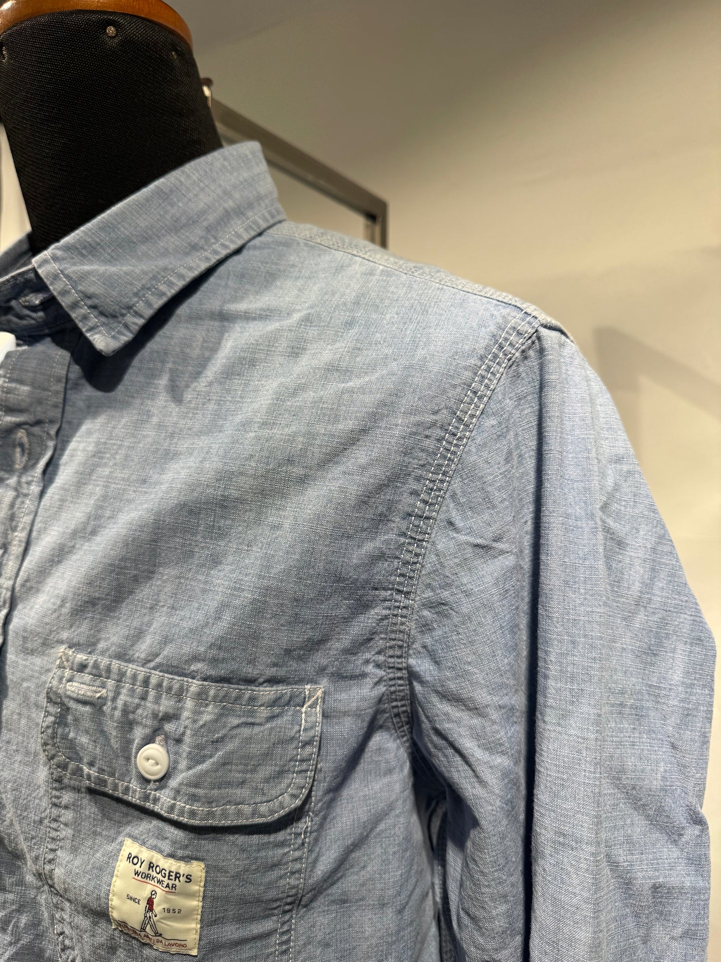 Camicia chambray doppia tasca indaco