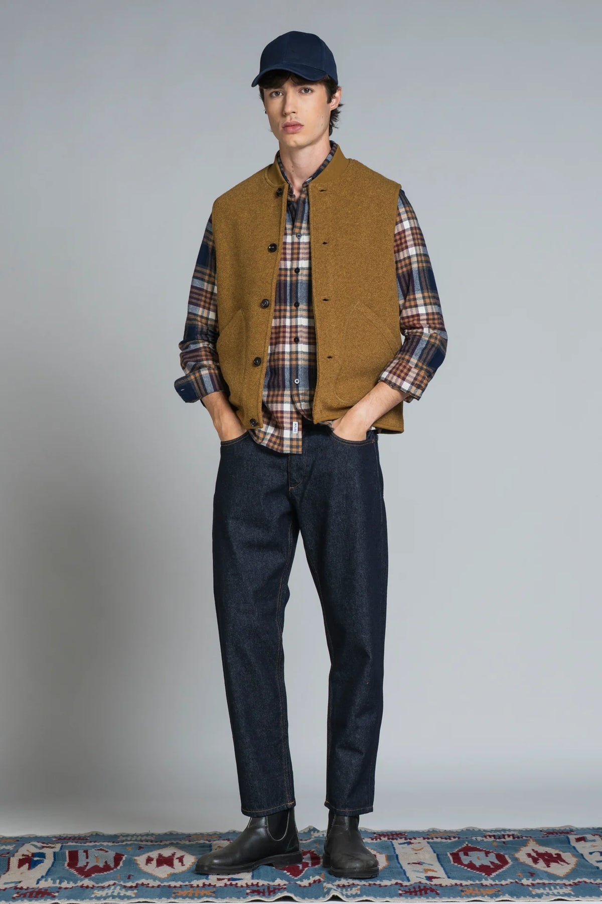 Gilet lana cotta bottoni Dean ocra