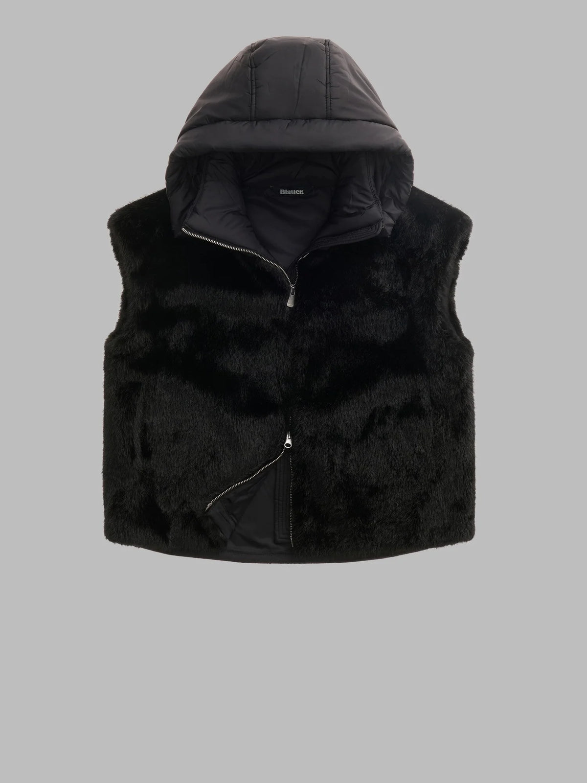 Giubbino eco pelliccia e nylon Juniper nero