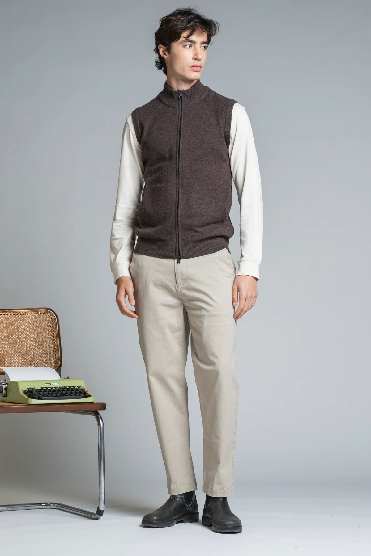 Gilet 100% lana mercerizzata Stefan marrone