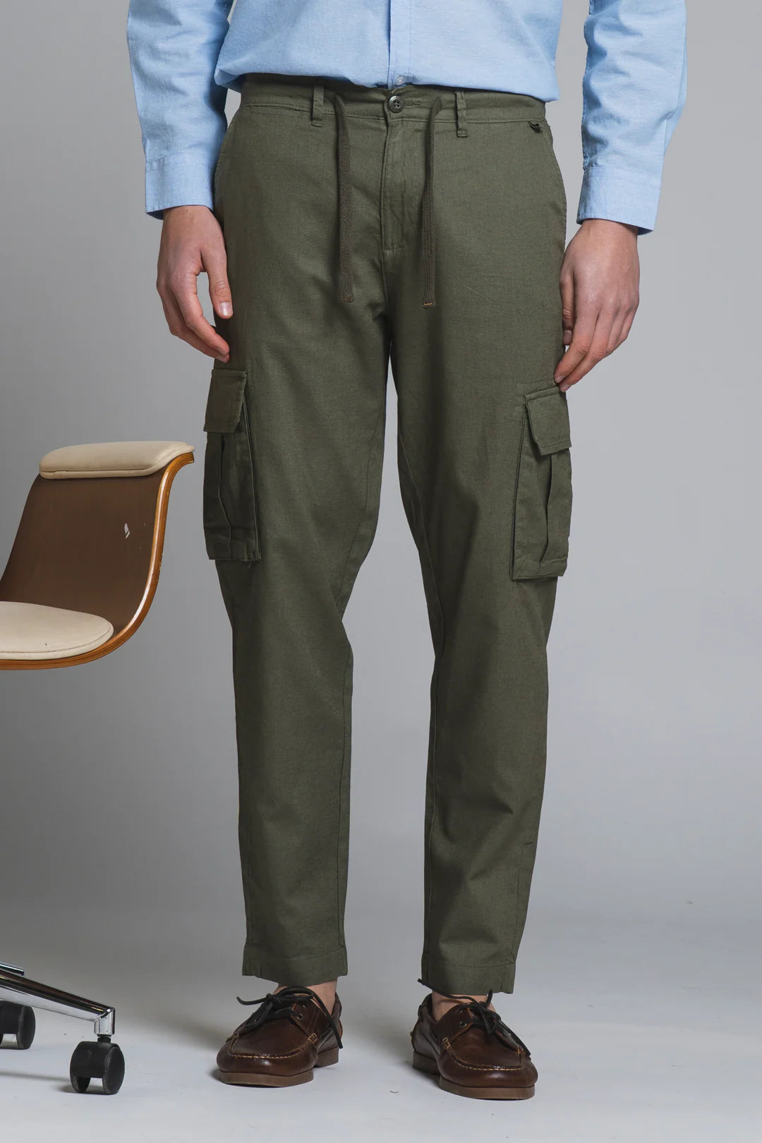 Pantalone cargo in lino/cotone Elmon militare