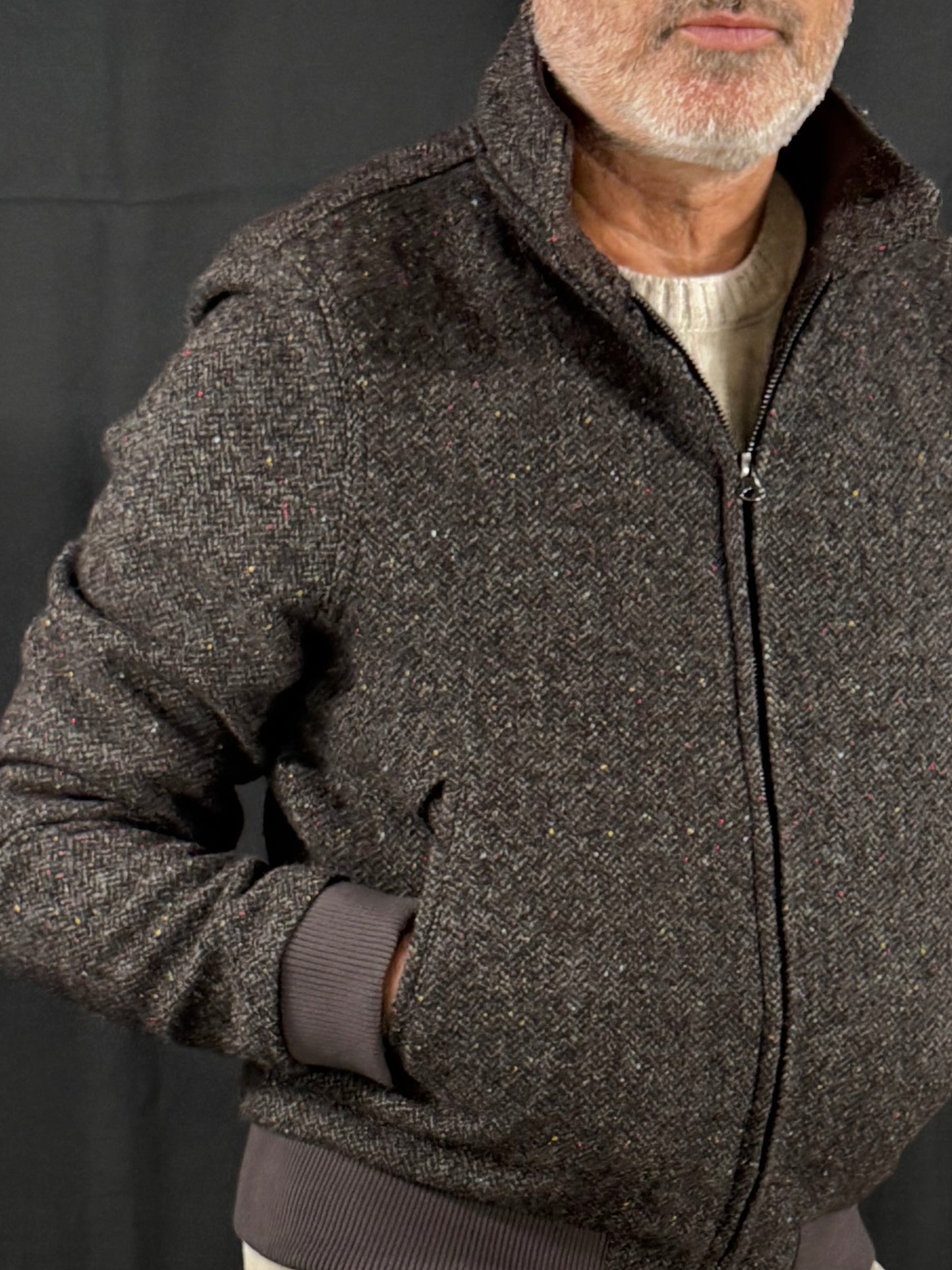 Bomber in lana spinata moro Kiton