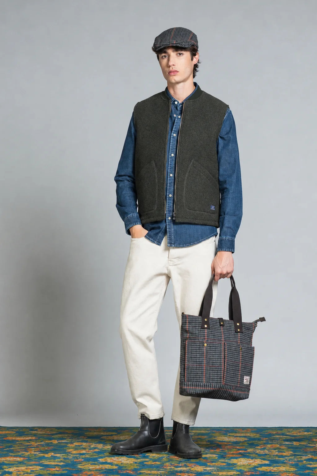 Gilet lana cotta/neoprene zip Terry militare