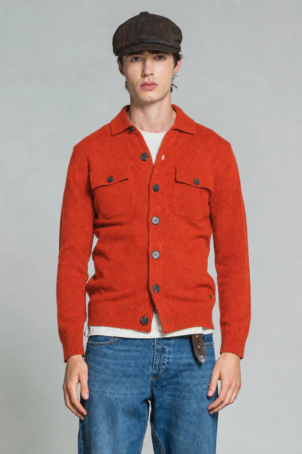 Overshirt Zack in lambswool arancio