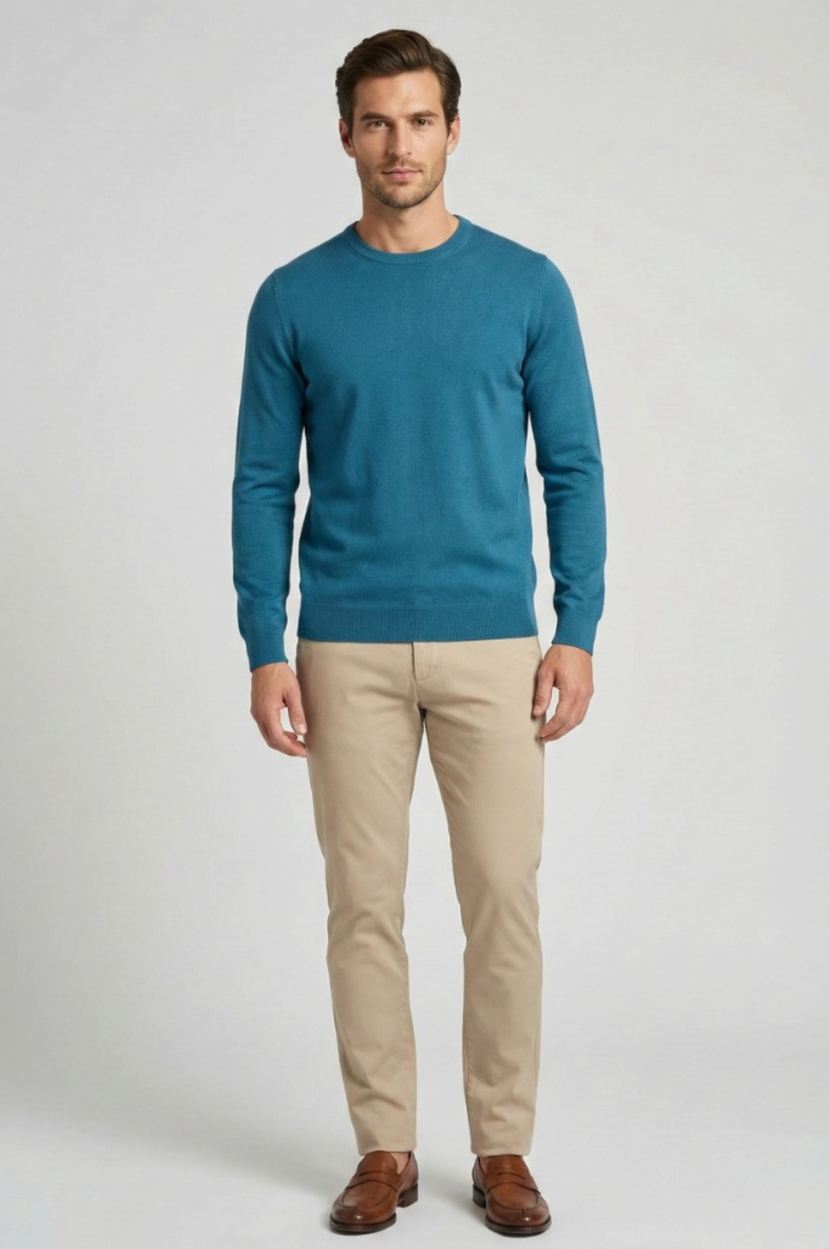 Maglia girocollo cotone ottanio