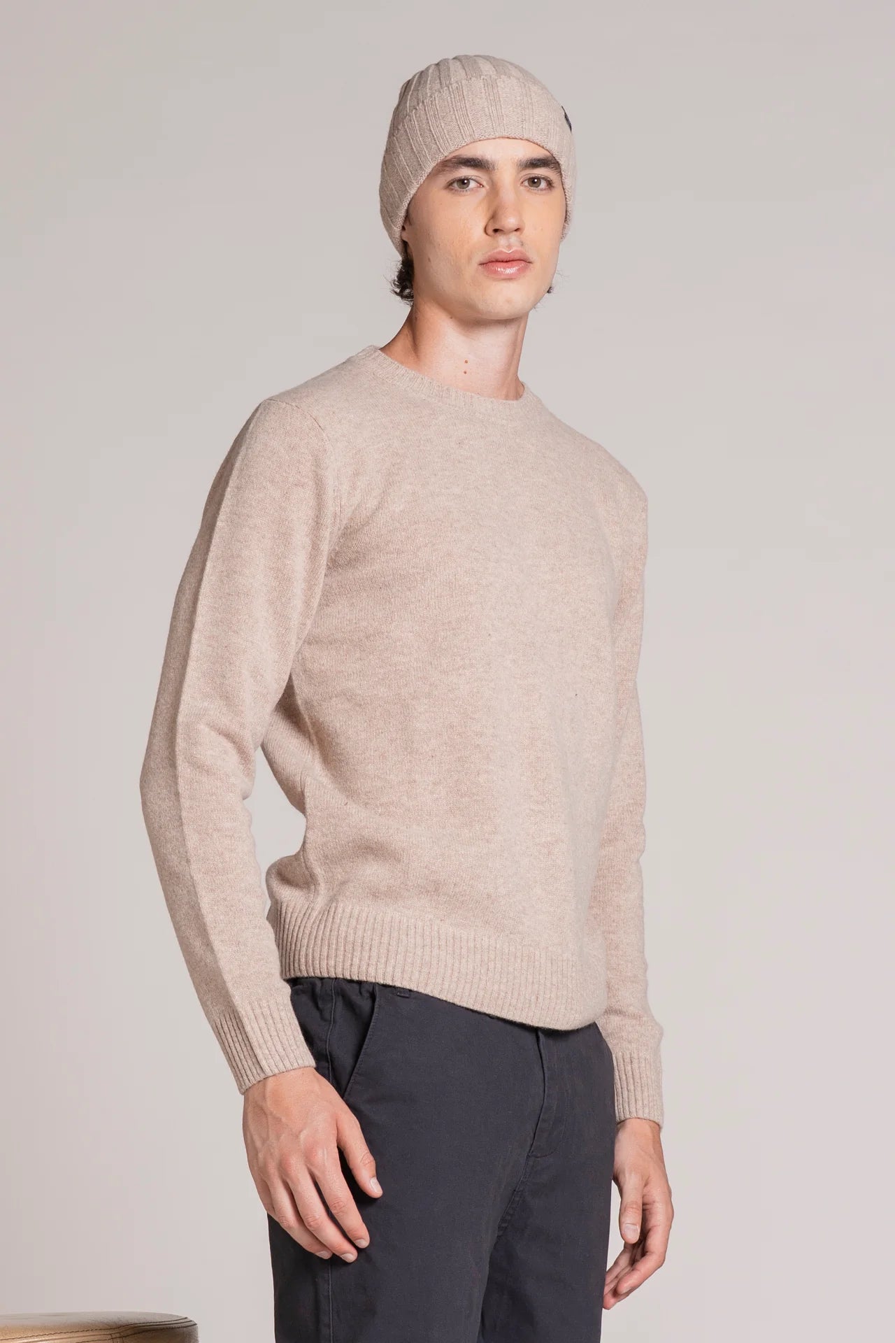 Maglia girocollo lambswool charlie beige