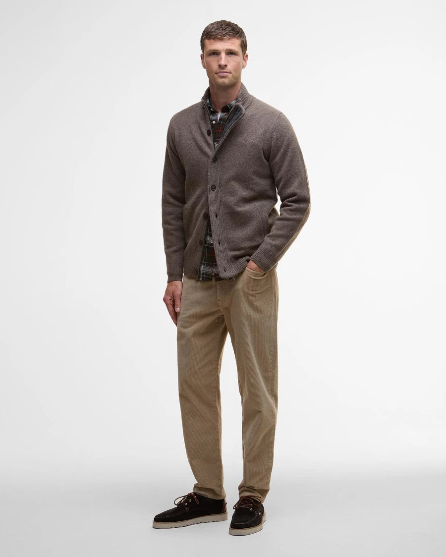 Cardigan con zip e toppe tortora