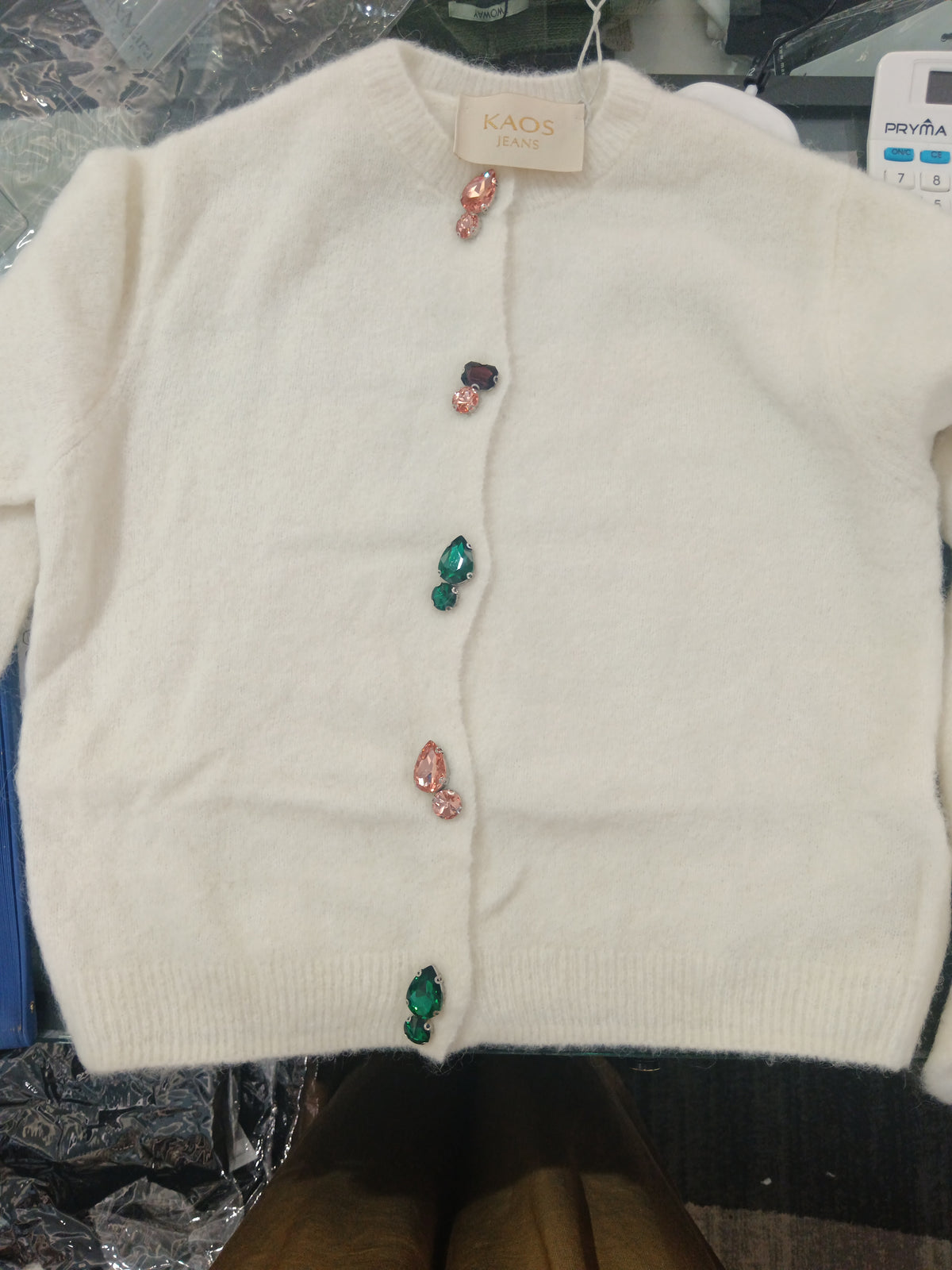 Cardigan gioiello panna Sijkt014