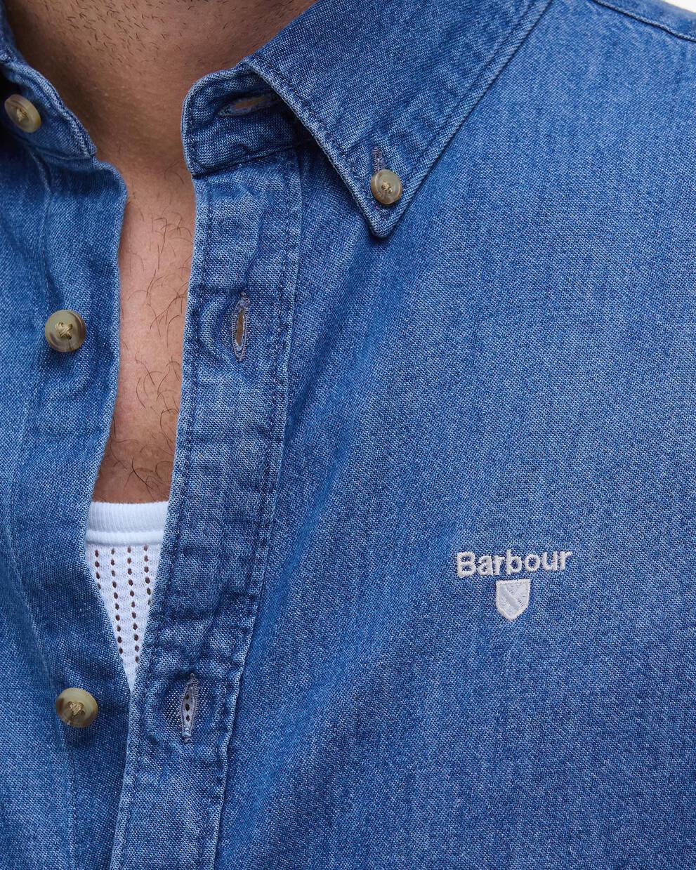 Camicia con logo Chambray