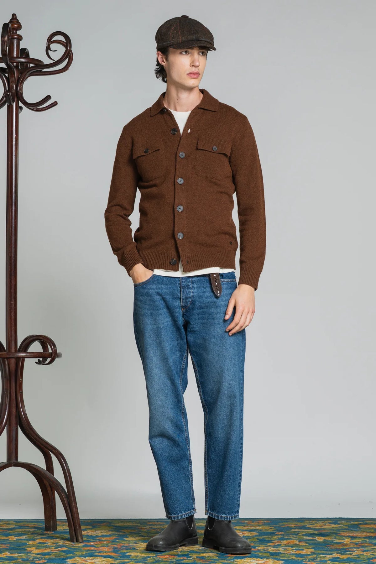Overshirt Zack in lambswool  Tabacco