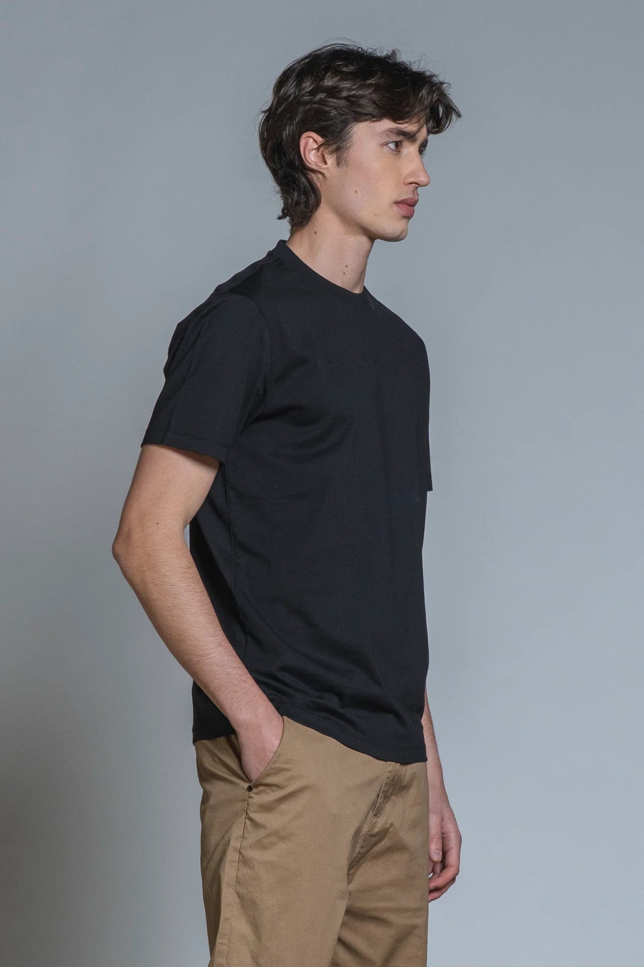 T-shirt cotone mercerizzato Lance Nero