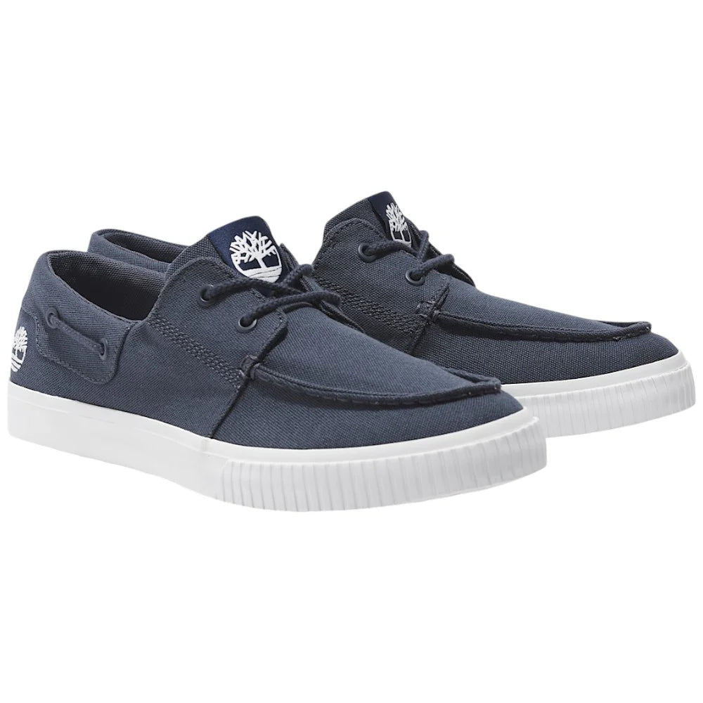 Scarpa da barca in canvas blu