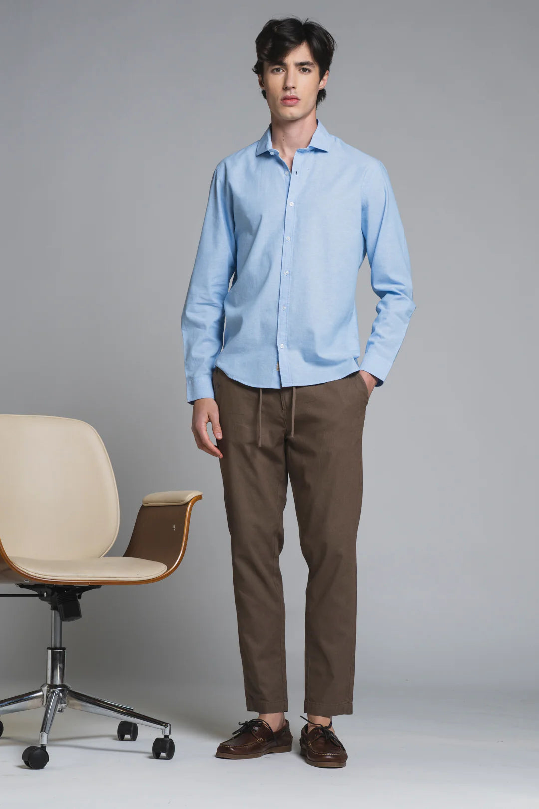 Pantalone in lino/cotone Miles marrone
