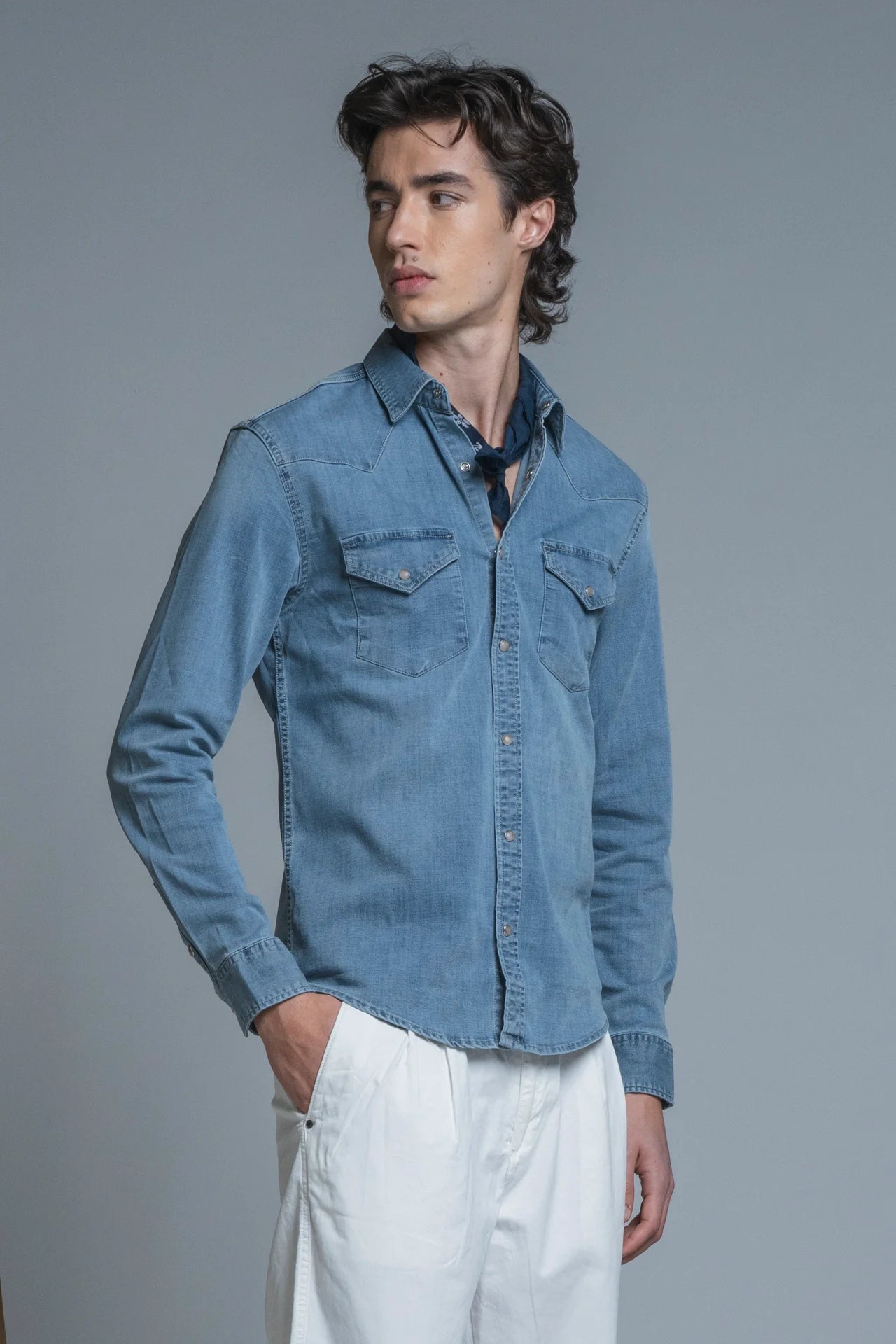 Camicia rodeo Ford light blue