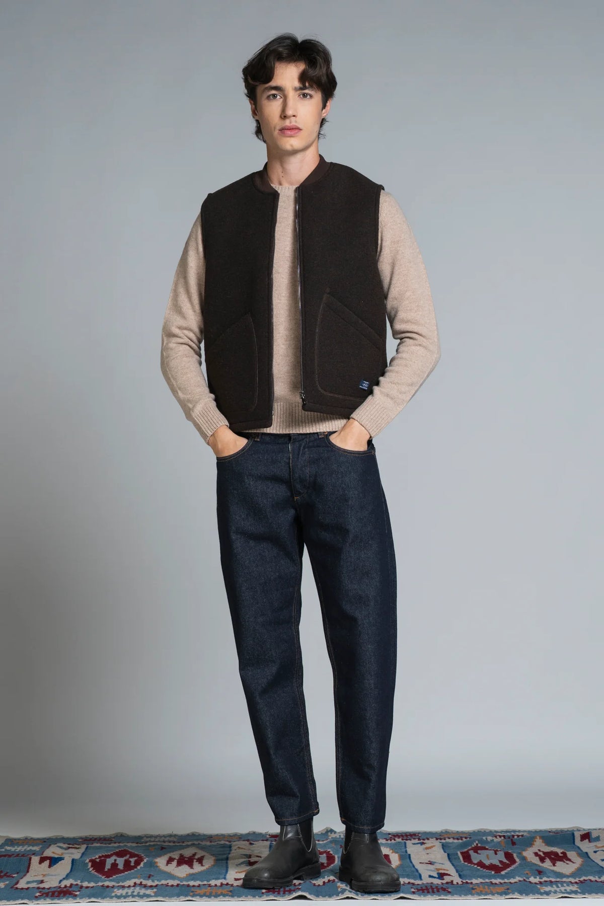 Gilet lana cotta/neoprene zip Terry moro
