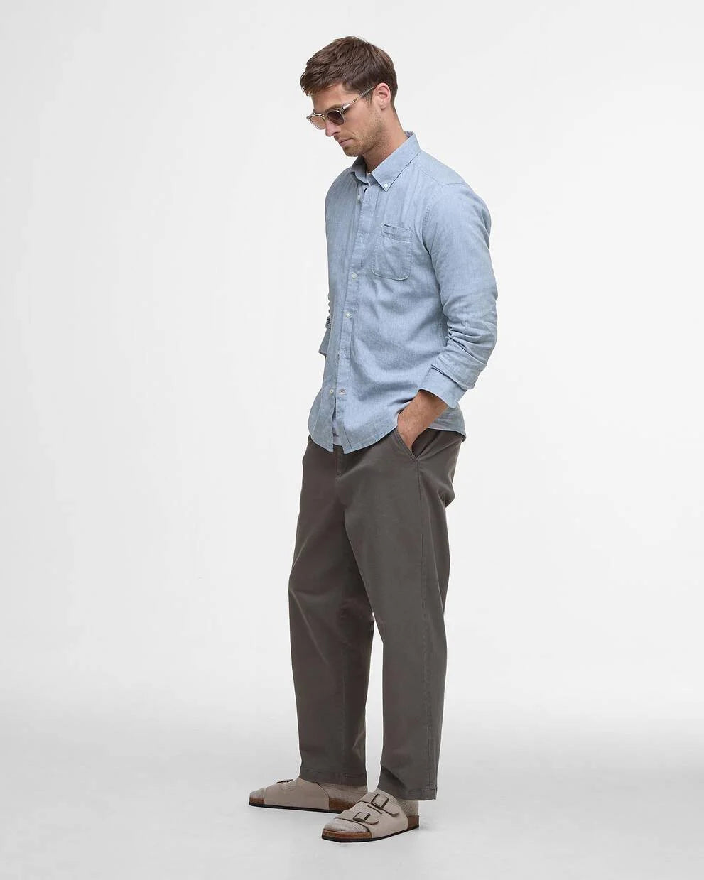 Camicia Lino/cotone Nelson celeste
