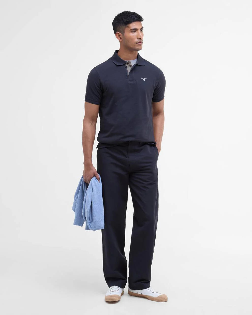 Polo in cotone piquet blu navy