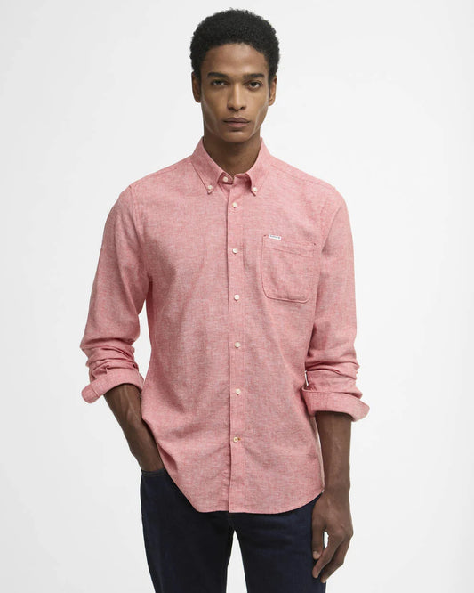Camicia Lino/cotone Nelson rosso corallo