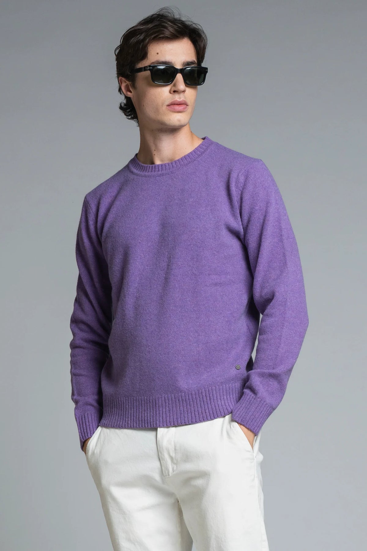 Maglia girocollo lambswool charlie malva