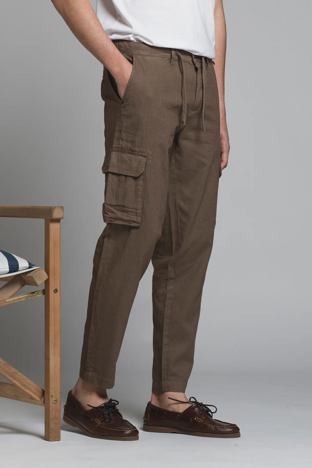 Pantalone cargo in lino/cotone Elmon marrone
