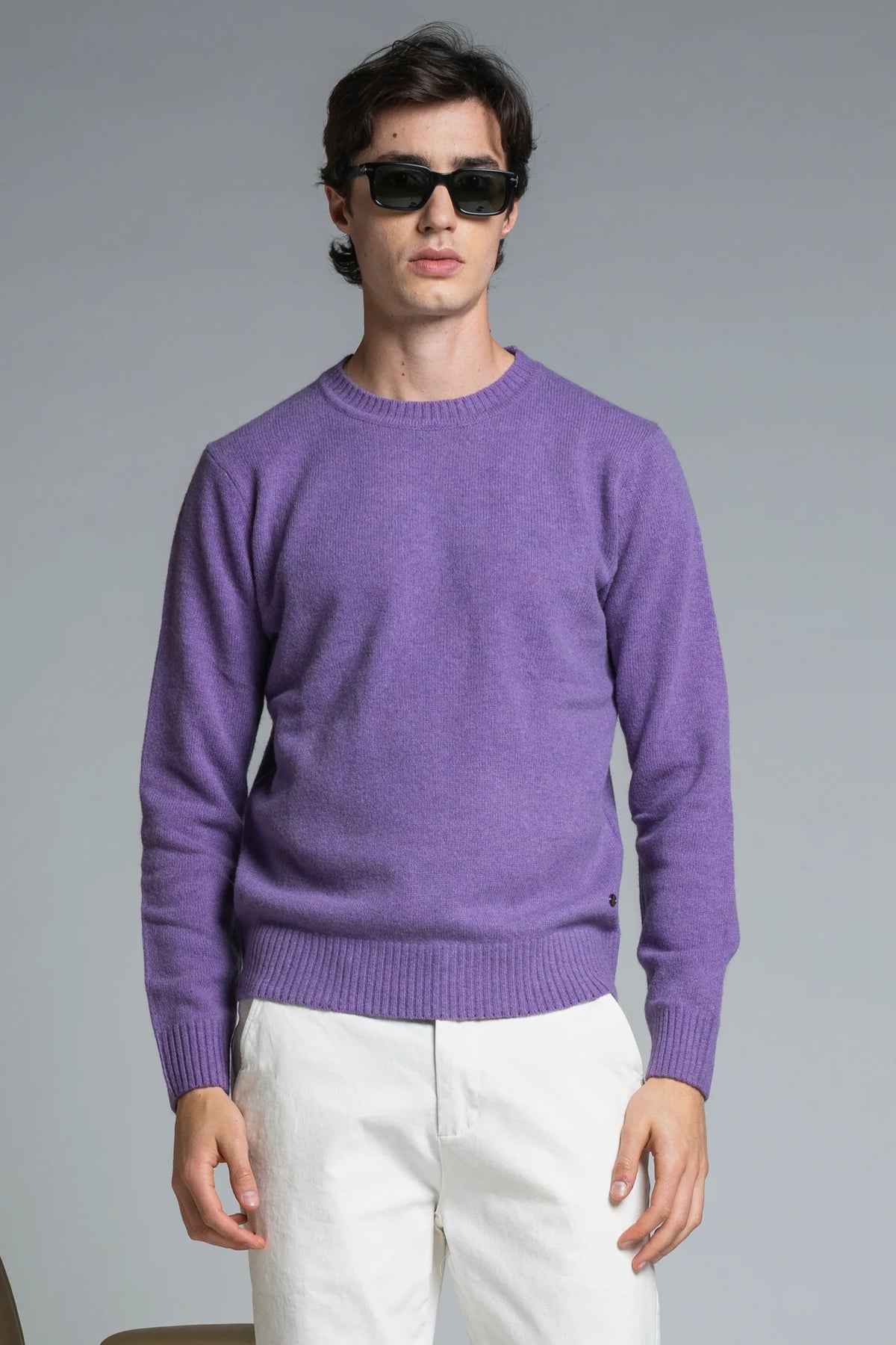 Maglia girocollo lambswool charlie malva