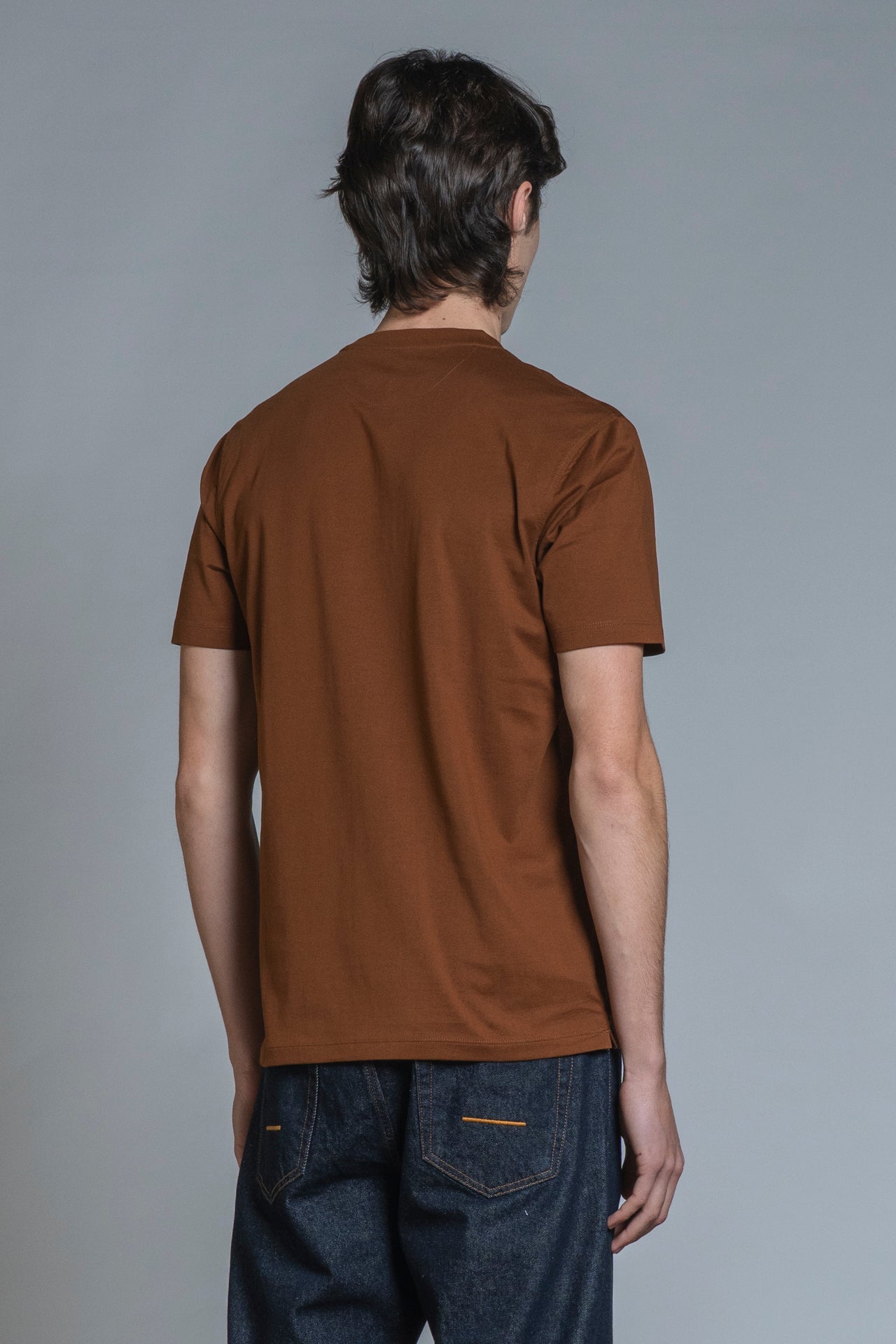 T-shirt cotone mercerizzato Lance Tabacco