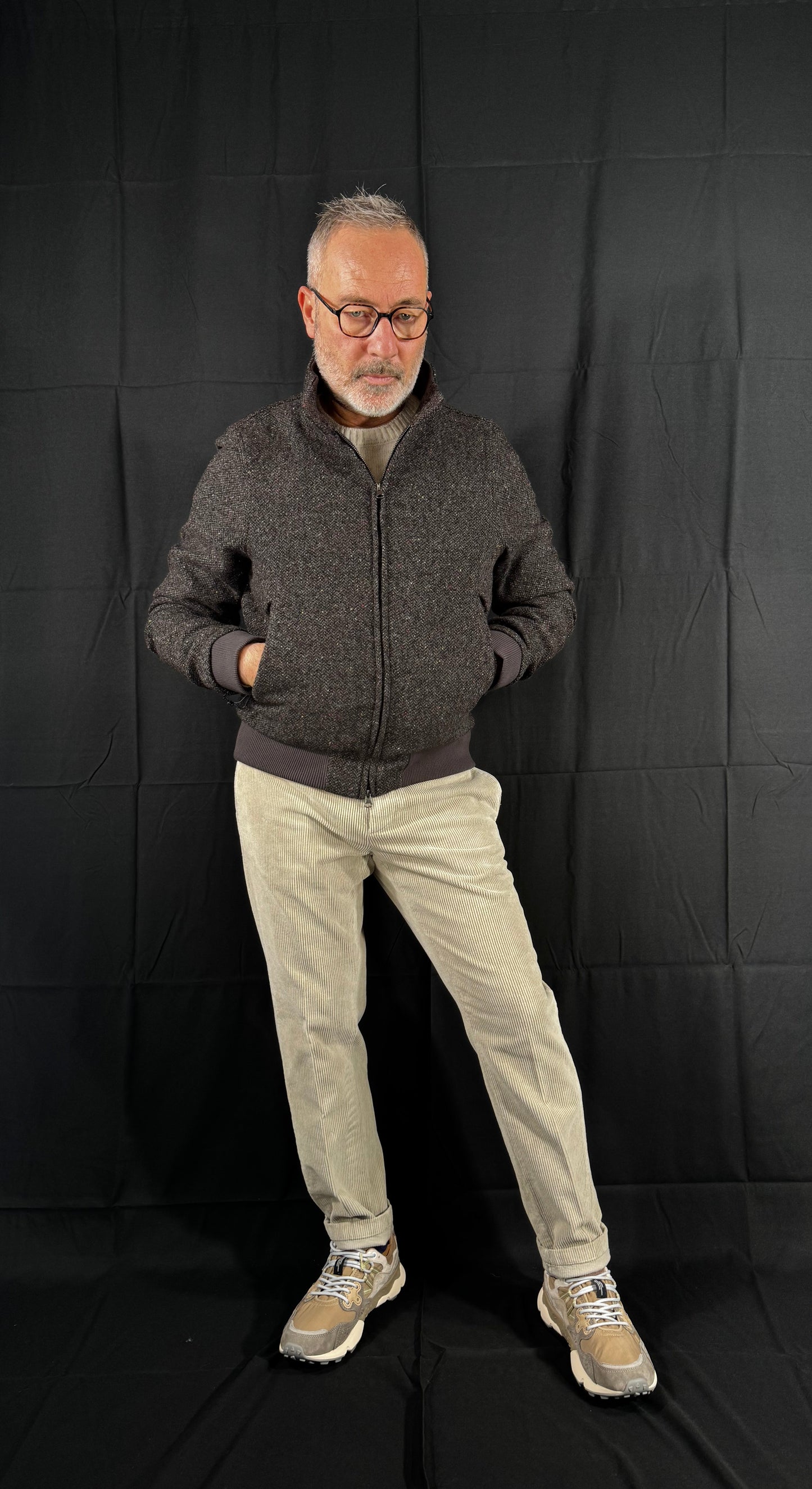 Bomber in lana spinata moro Kiton