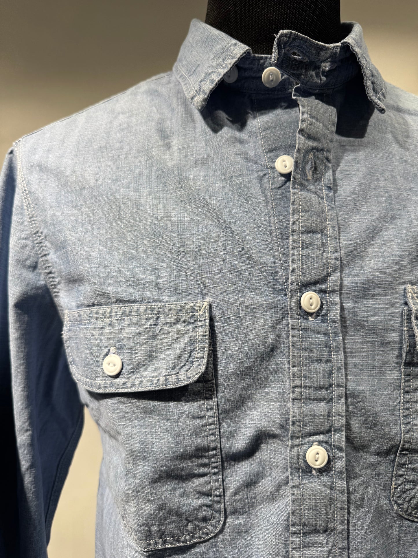 Camicia chambray doppia tasca indaco