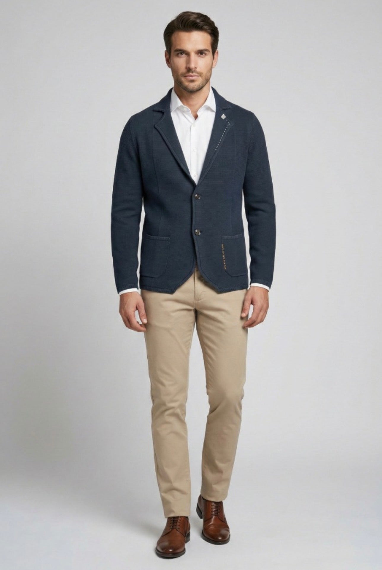 Blazer in maglia 100% cotone blu