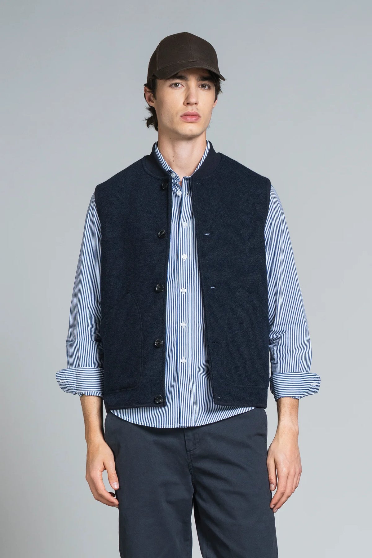 Gilet lana cotta bottoni Dean blu