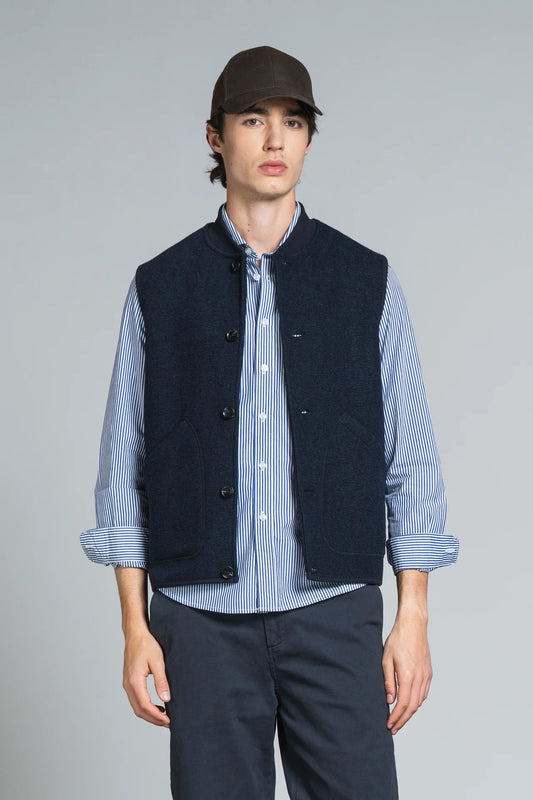 Gilet lana cotta bottoni Dean blu