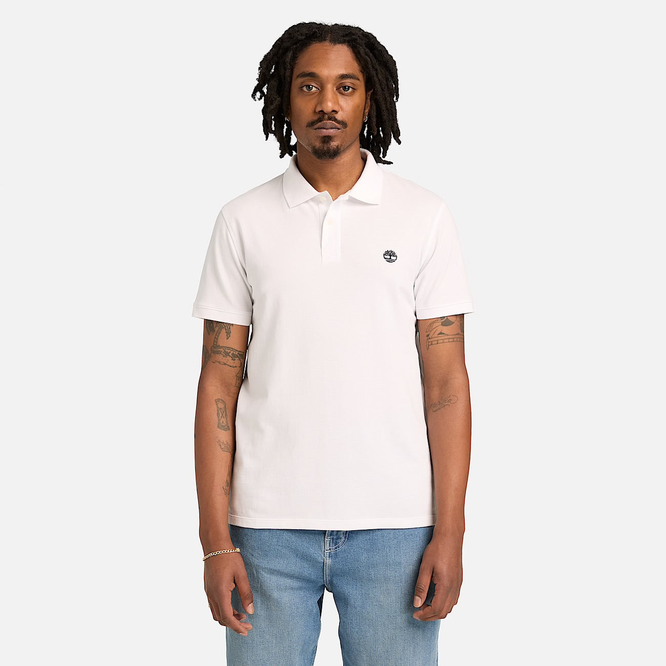 Polo elasticizzata manica corta bianco