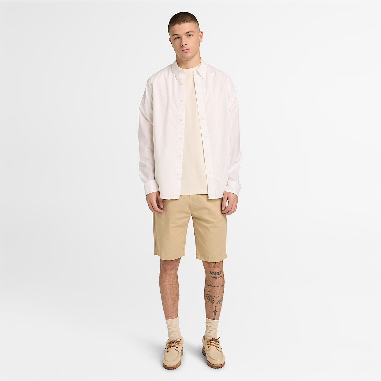 Camicia popeline elasticizzato Bianco