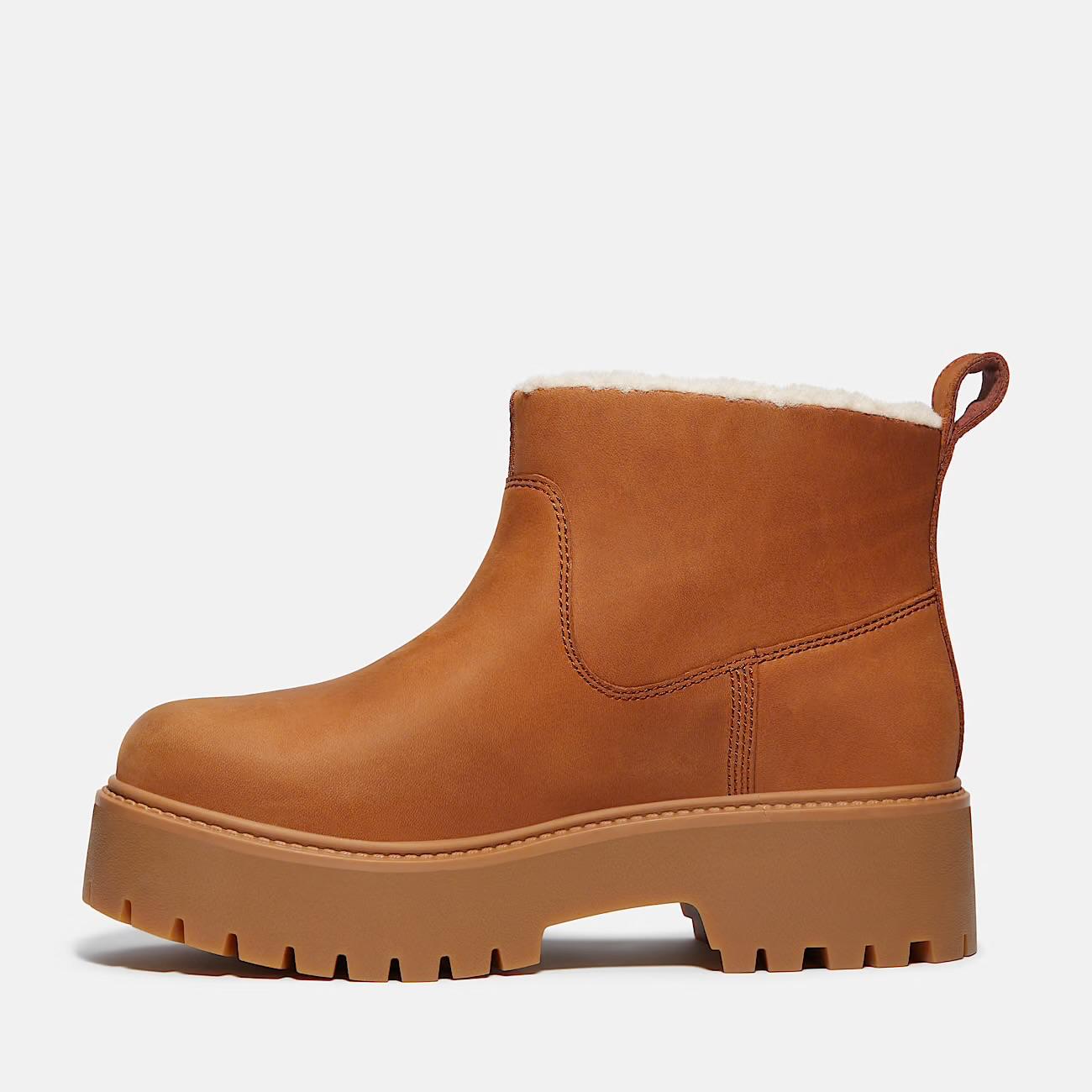 Stivale Foderato con Plateau Stone Street Marrone