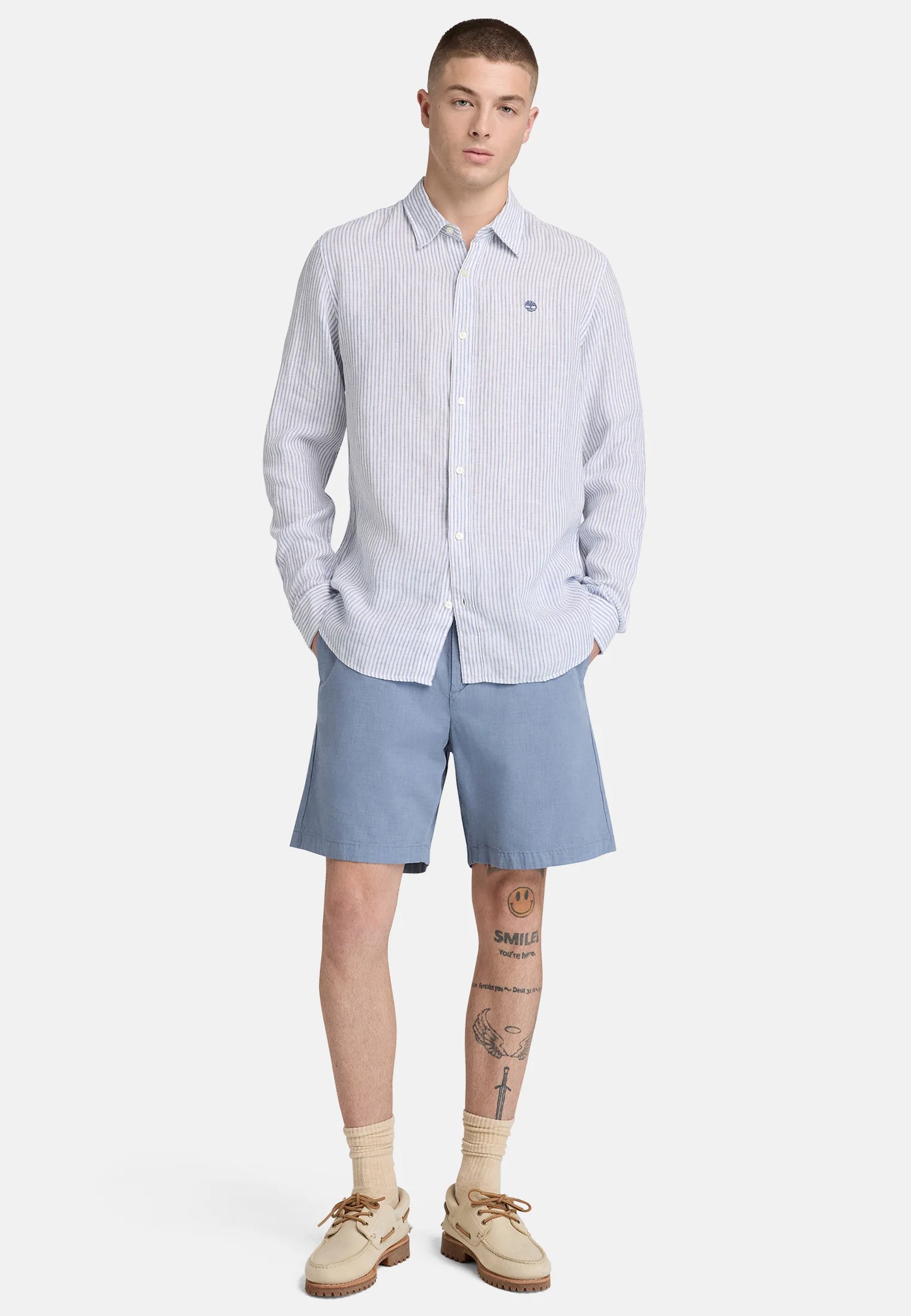 Camicia Lino/cotone bacchetta celeste