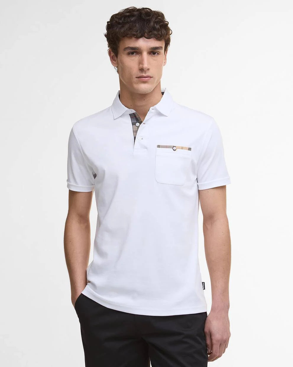 Polo Corpatch a maniche corte leggermente aderente Bianco