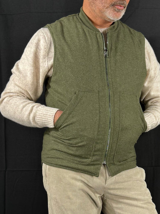 Gilet reversibile flanella verde/blu Loren