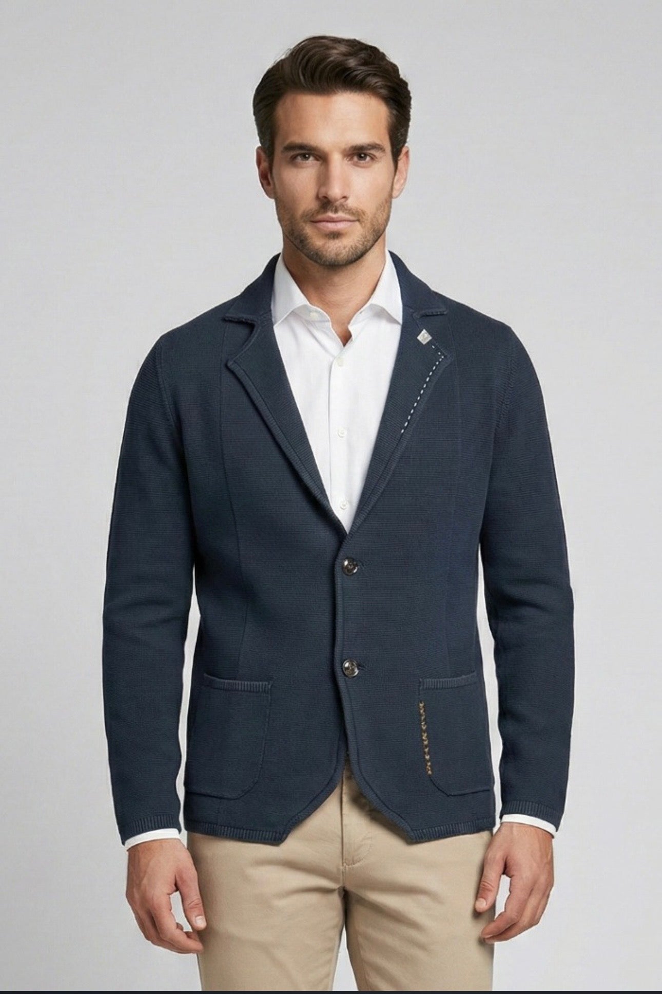 Blazer in maglia 100% cotone blu