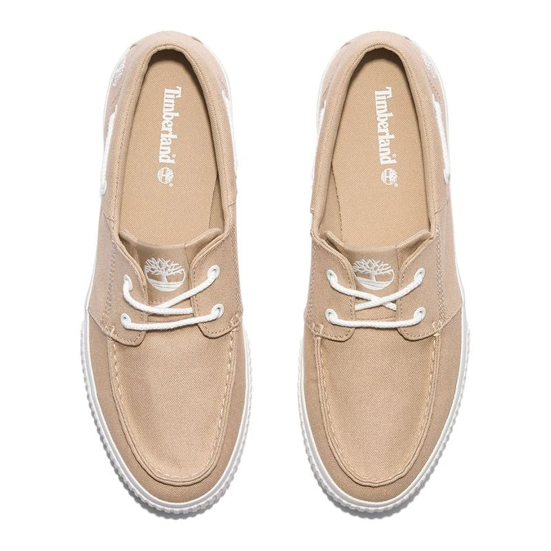 Scarpa da barca in canvas beige