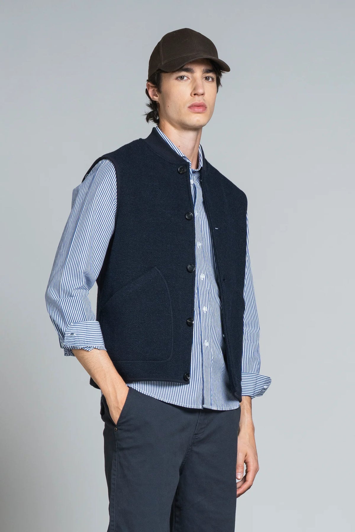 Gilet lana cotta bottoni Dean blu
