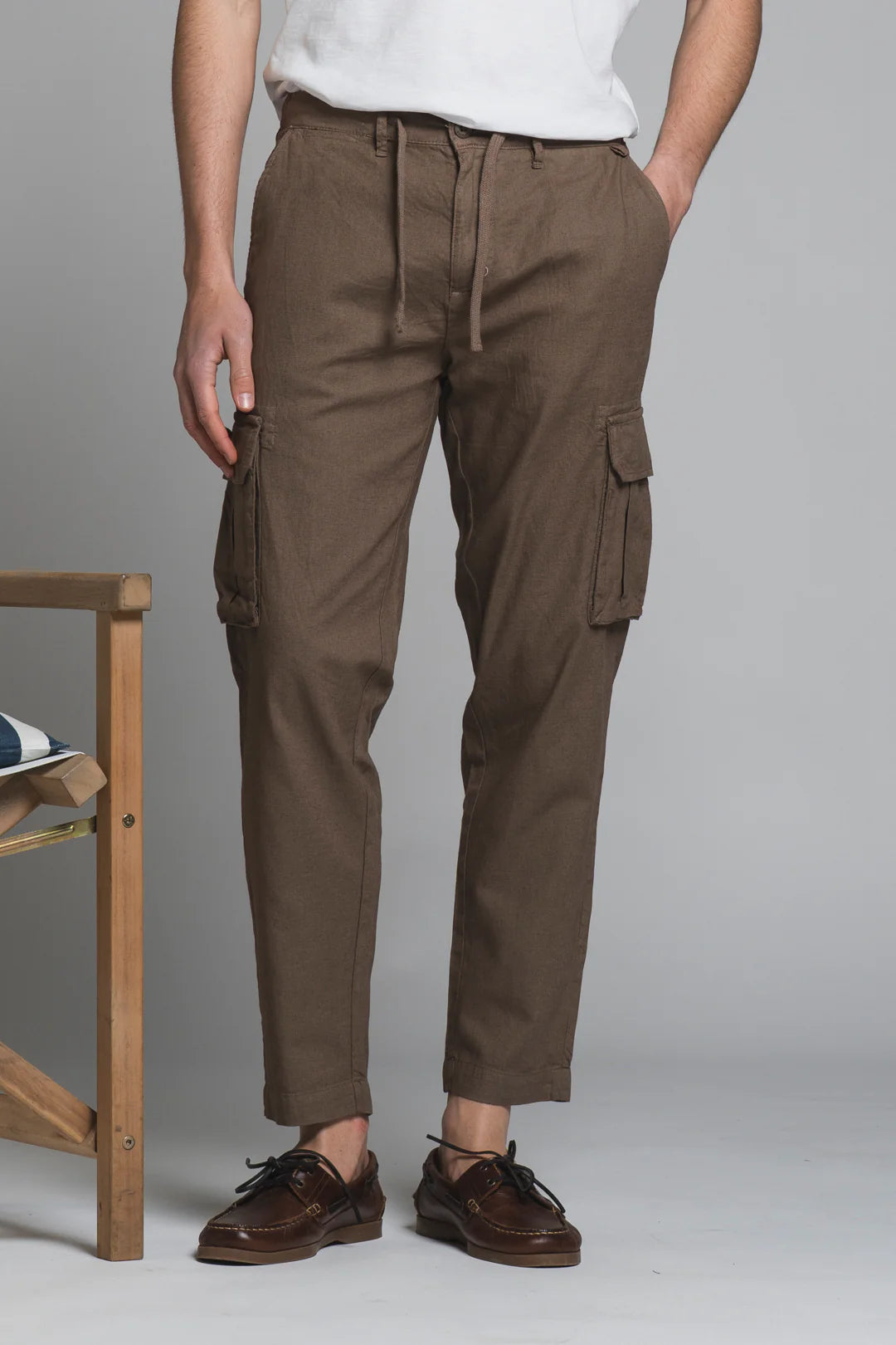 Pantalone cargo in lino/cotone Elmon marrone