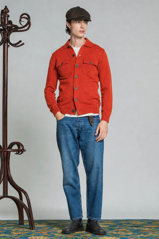Overshirt Zack in lambswool  arancio
